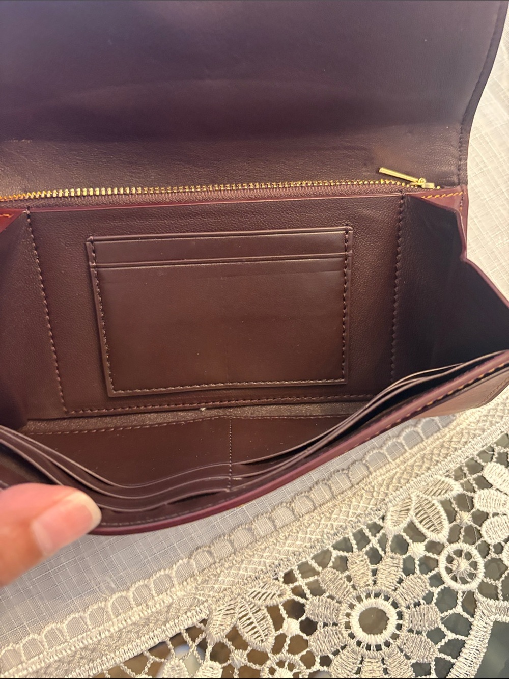 Coach Brown Signature Floral Turnlock Continental Wallet with Gold Hardware - Picture 5 of 11